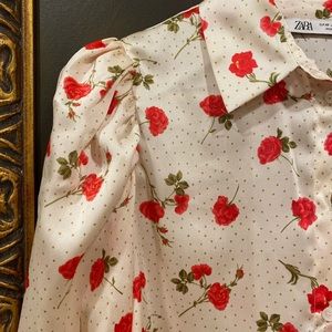 Zara floral silky blouse